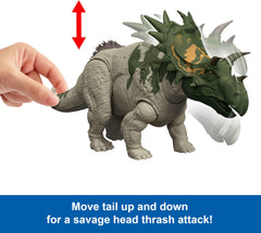 Mid-attack pose highlighting the head-butt action and ferocious expression
