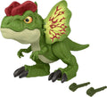Mattel Jurassic World Uncaged Dilophosaurus frill opens for dramatic play.