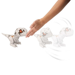 Mattel Jurassic World Uncaged Rowdy Roars toy pat-head interaction invites playful responses
