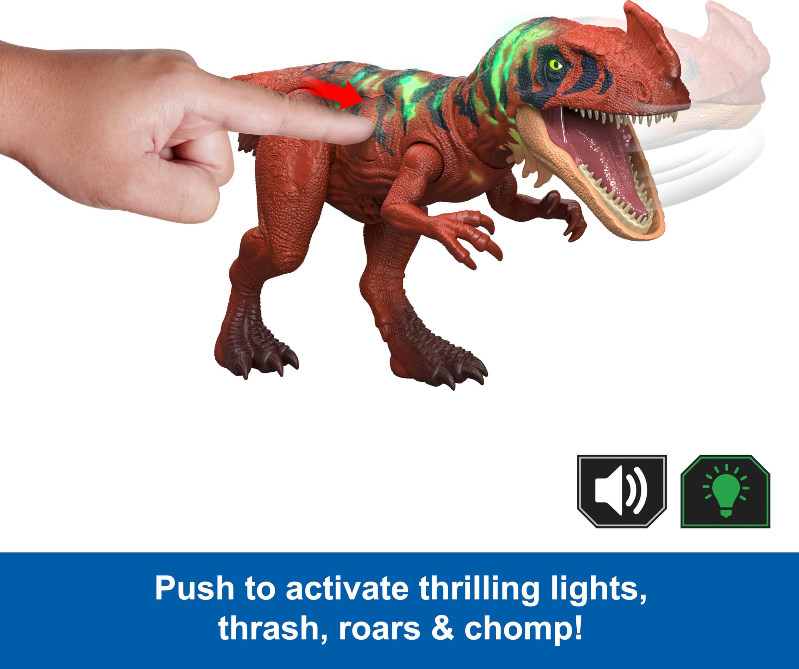 Mattel Jurassic World Afrovenator roar sound adds immersive storytelling