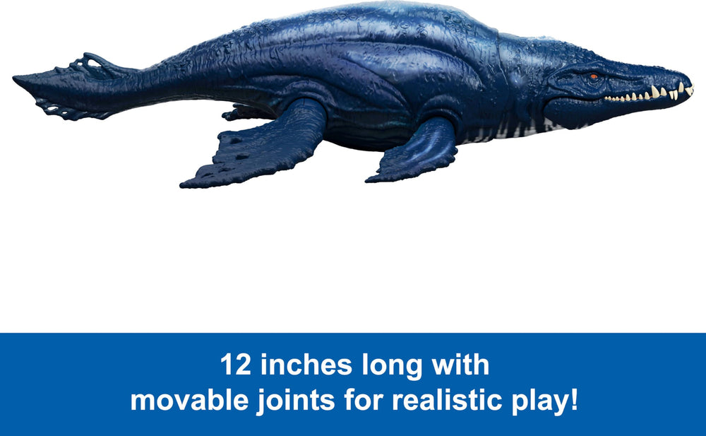 Mattel Jurassic World Wild Roar Brachauchenius movable joints for dynamic posing.