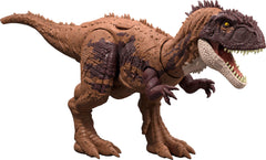 Mattel Jurassic World Wild Roar dinosaur figure showing attack action for exciting battles.