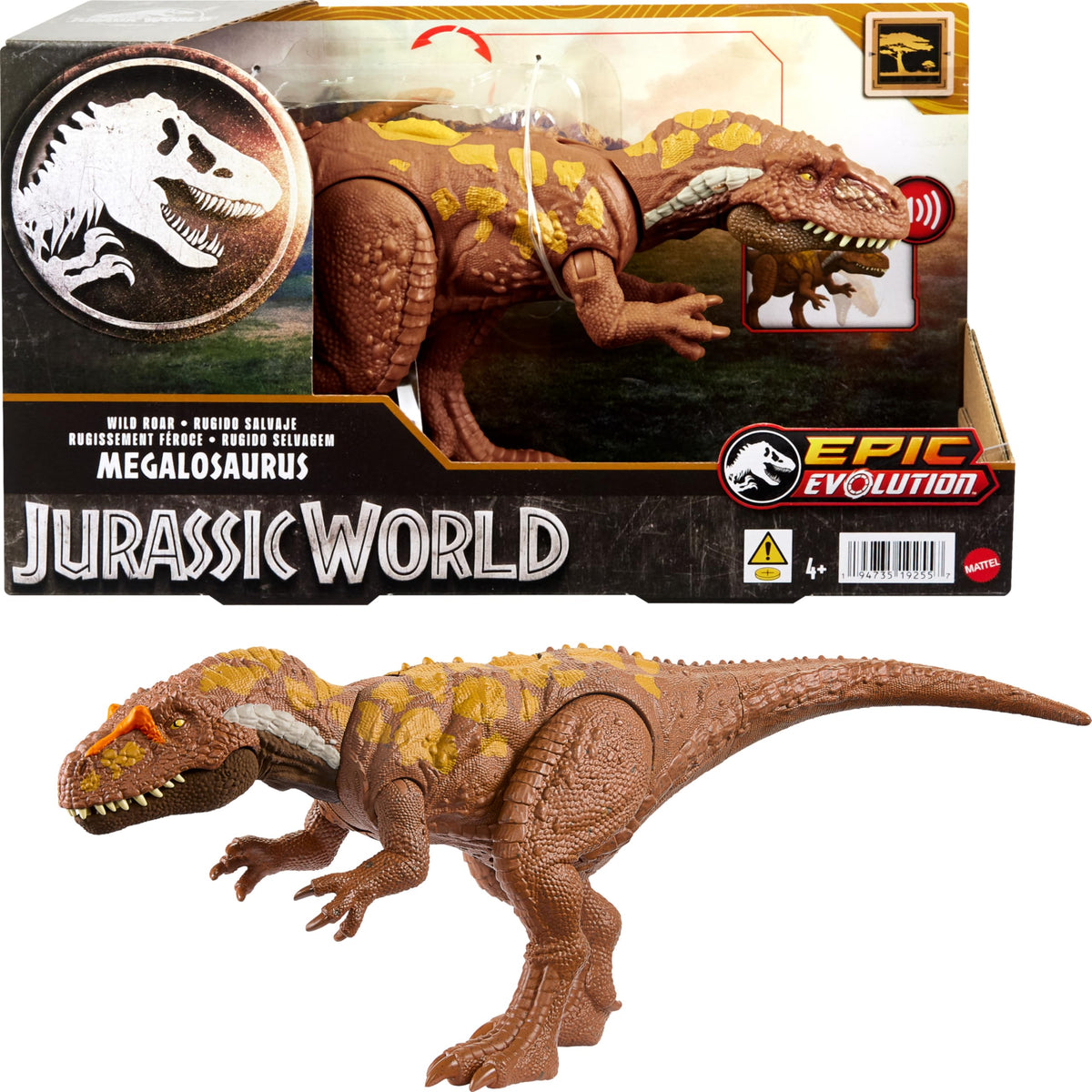 Mattel Jurassic World Wild Roar Megalosaurus attack motion for dynamic pretend play