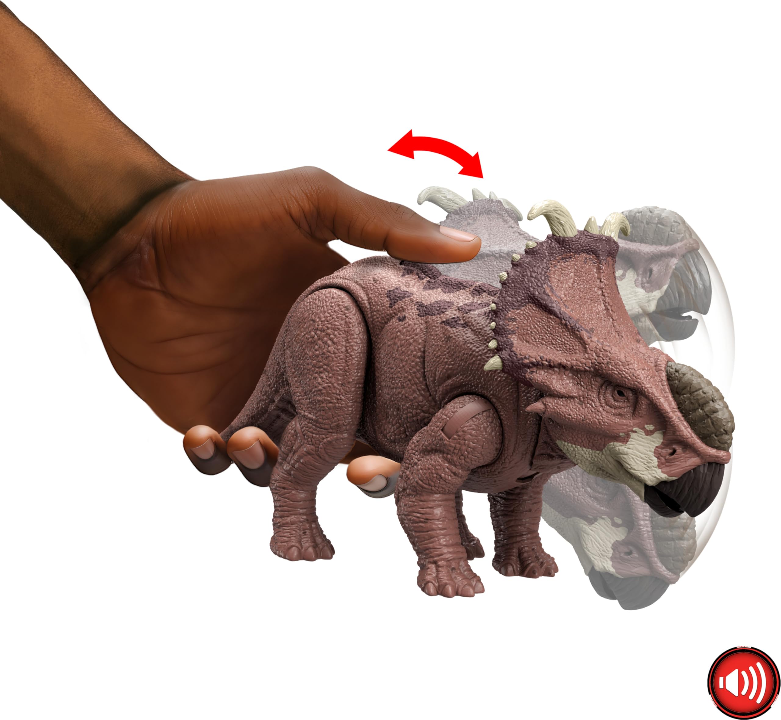 Mattel Jurassic World Wild Roar Pachyrhinosaurus app scan unlocks digital dino and games.
