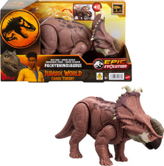 Mattel Jurassic World Wild Roar Pachyrhinosaurus dual-head strike action for dynamic battles.