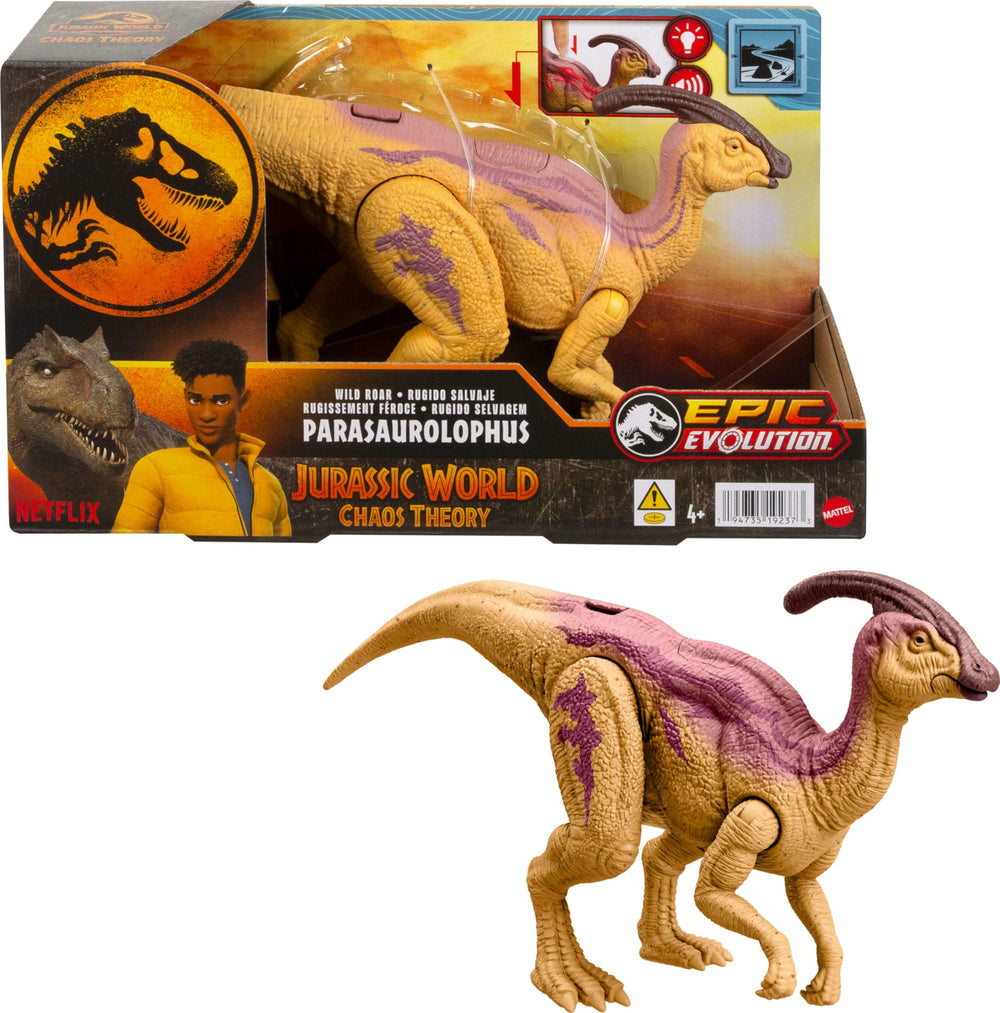 Mattel Jurassic World Parasaurolophus spine glow reveal for dramatic play