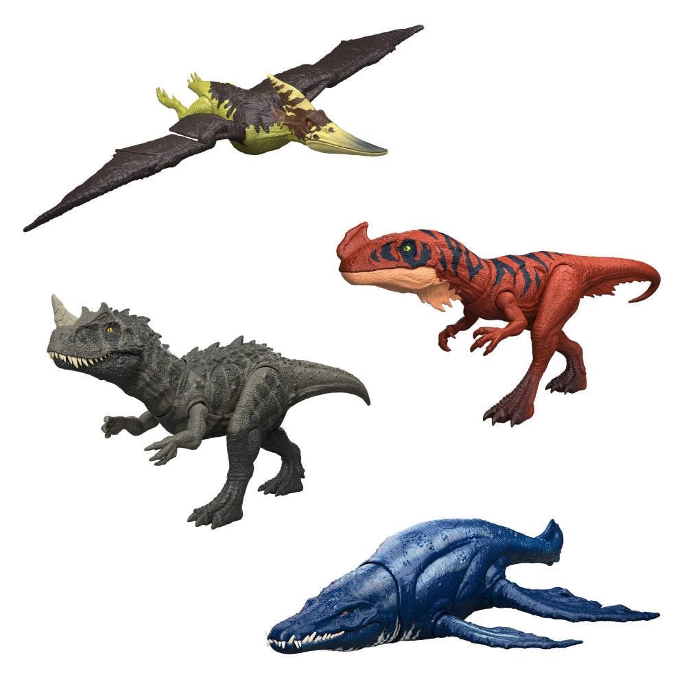 Mattel Jurassic World Wild Roar Pteranodon features scan code for digital AR play