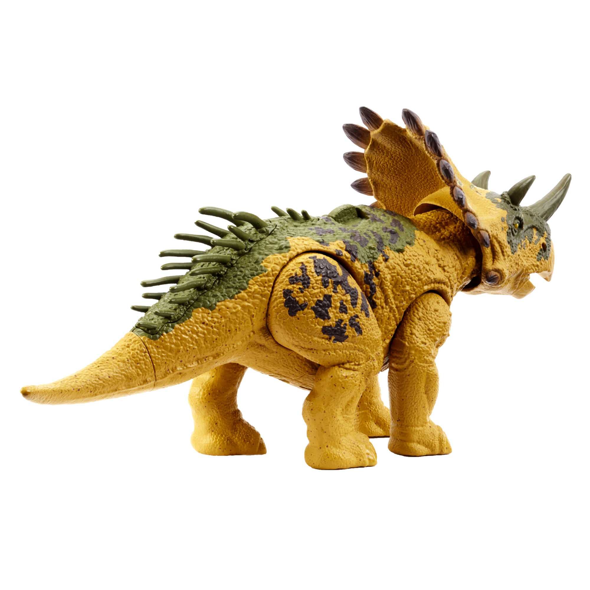Mattel Jurassic World Wild Roar Regaliceratops is designed for kids aged 4 and up.