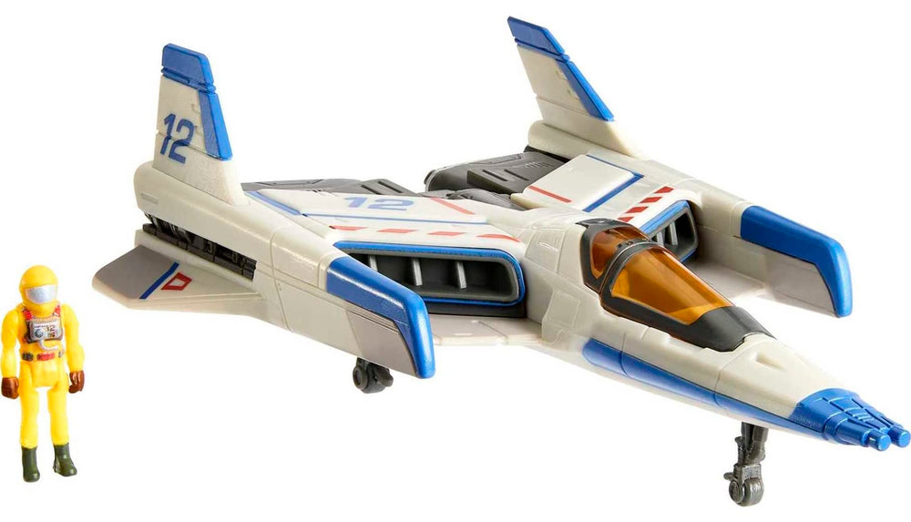 Mattel Buzz Lightyear mini figure paired with the XL12 spaceship for cockpit adventures.