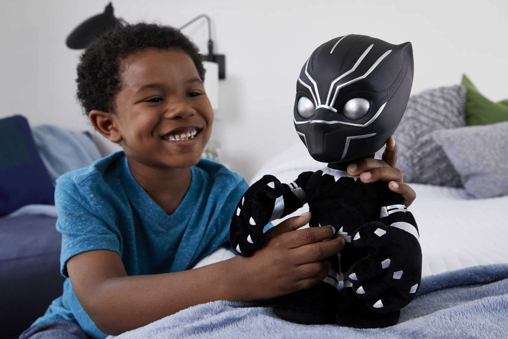 Mattel Black Panther plush chest press activates sounds for iconic phrases