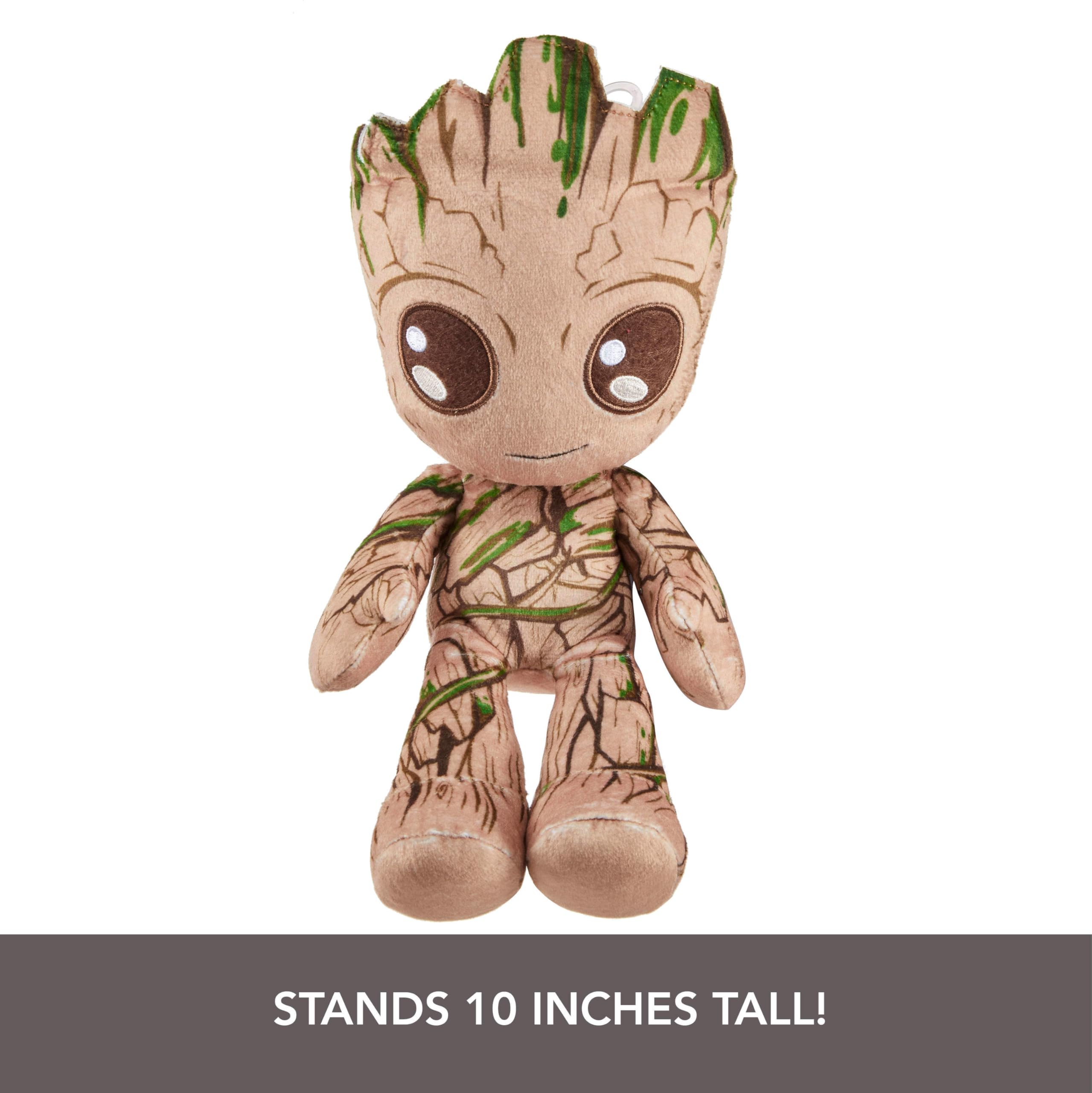 Groot plush with iconic costume detail by Mattel for role-play adventures.