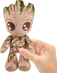 Metallic shimmer accents on Mattel Groot plush boost shelf appeal.