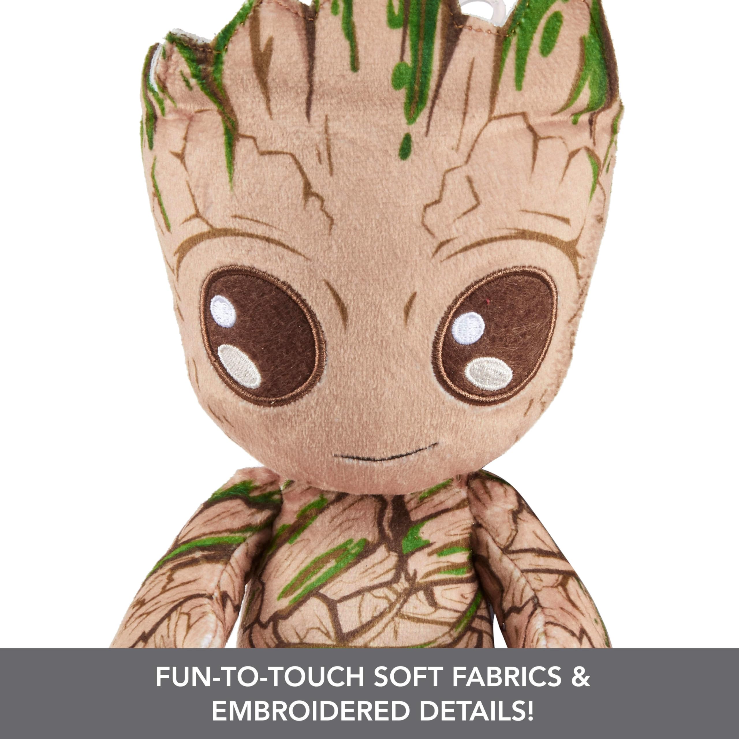 Close-up of soft textiles on Mattel Groot plush for cozy snuggles.