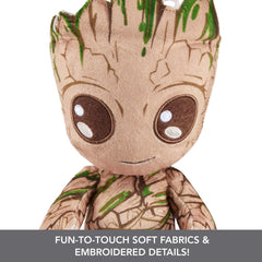 Close-up of soft textiles on Mattel Groot plush for cozy snuggles.