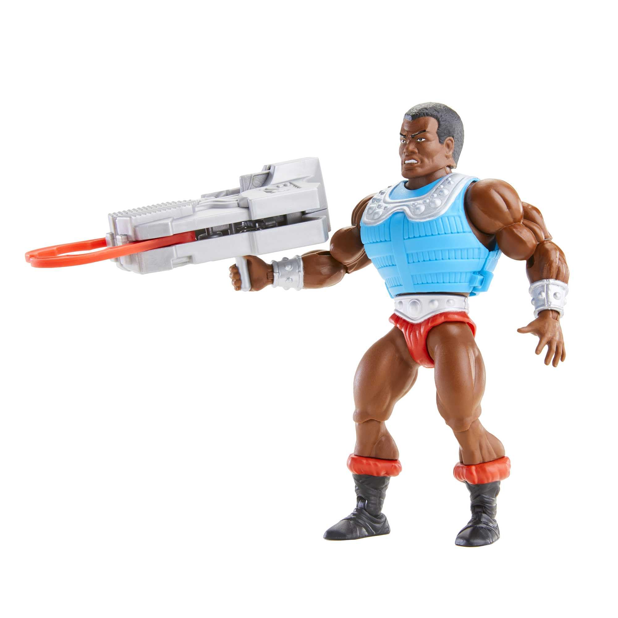Mattel Masters of the Universe Origins Clamp Champ figure front view ready for storytelling play and display