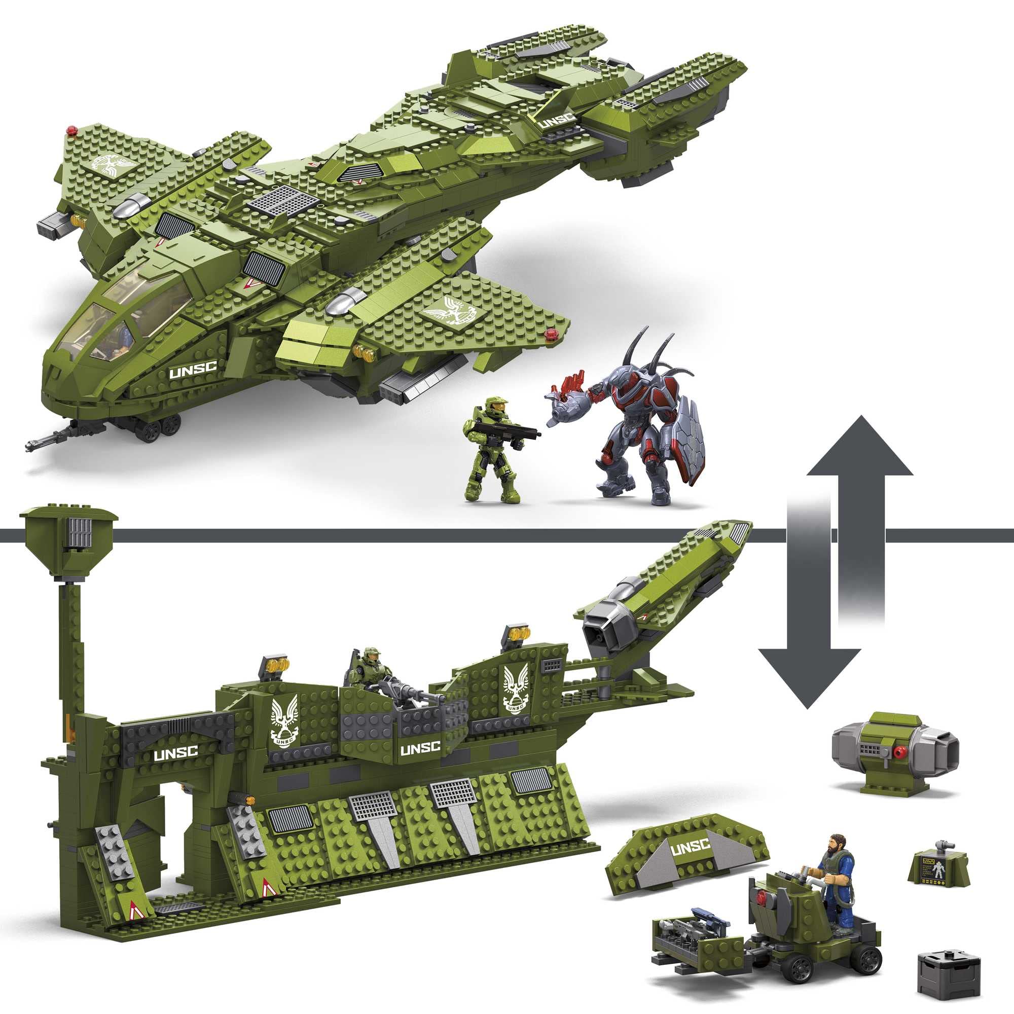 Mattel MEGA Halo UNSC compound forklift vehicle for logistics scenarios