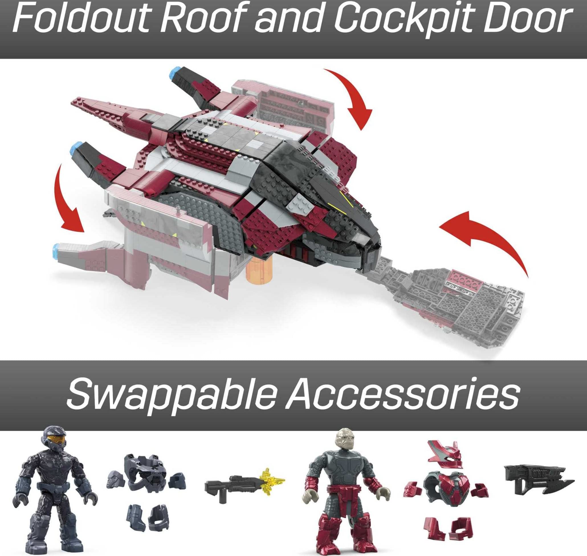 Mattel MEGA Halo Phantom cockpit interior revealed for hands-on mission play.