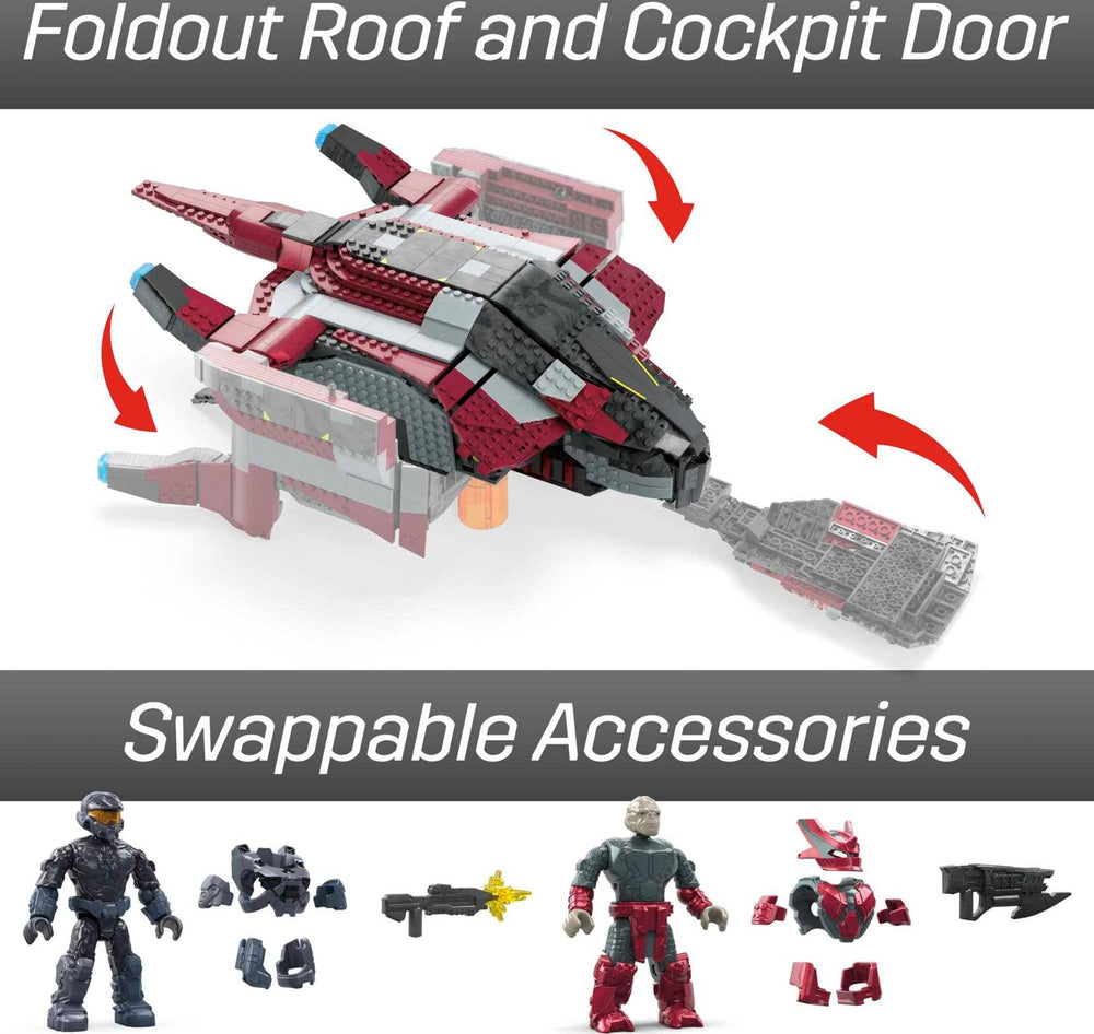Mattel MEGA Halo Phantom cockpit interior revealed for hands-on mission play.