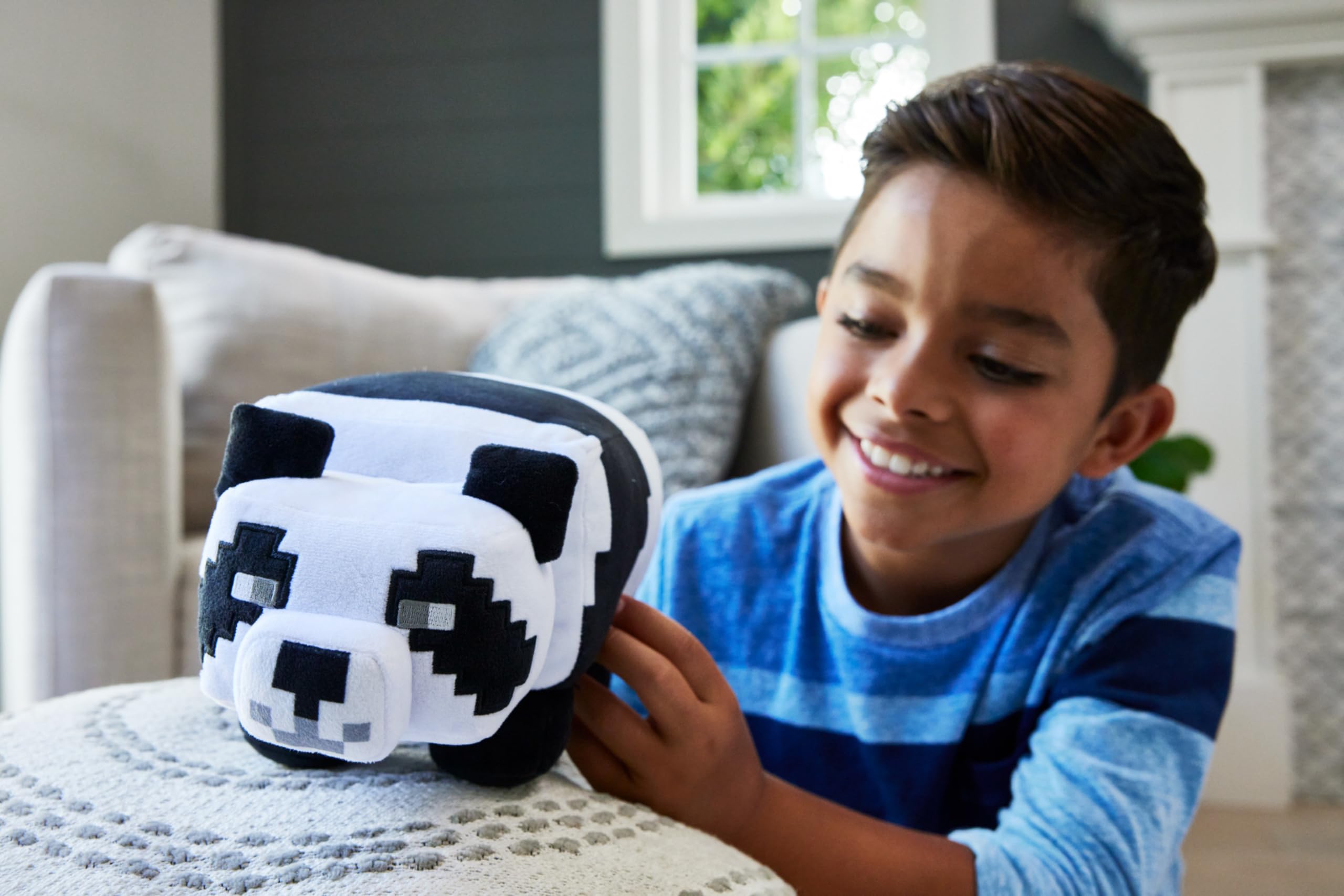 Mattel Minecraft Basic Panda Plush side view ideal for cuddling on the go