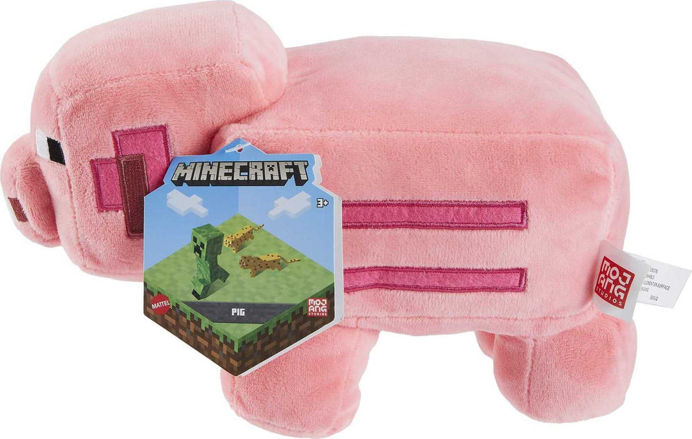 Mattel Minecraft plush highlights pixelated details for collectible charm