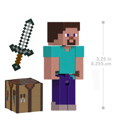 Mattel Minecraft blocky detail enhances display and storytelling.
