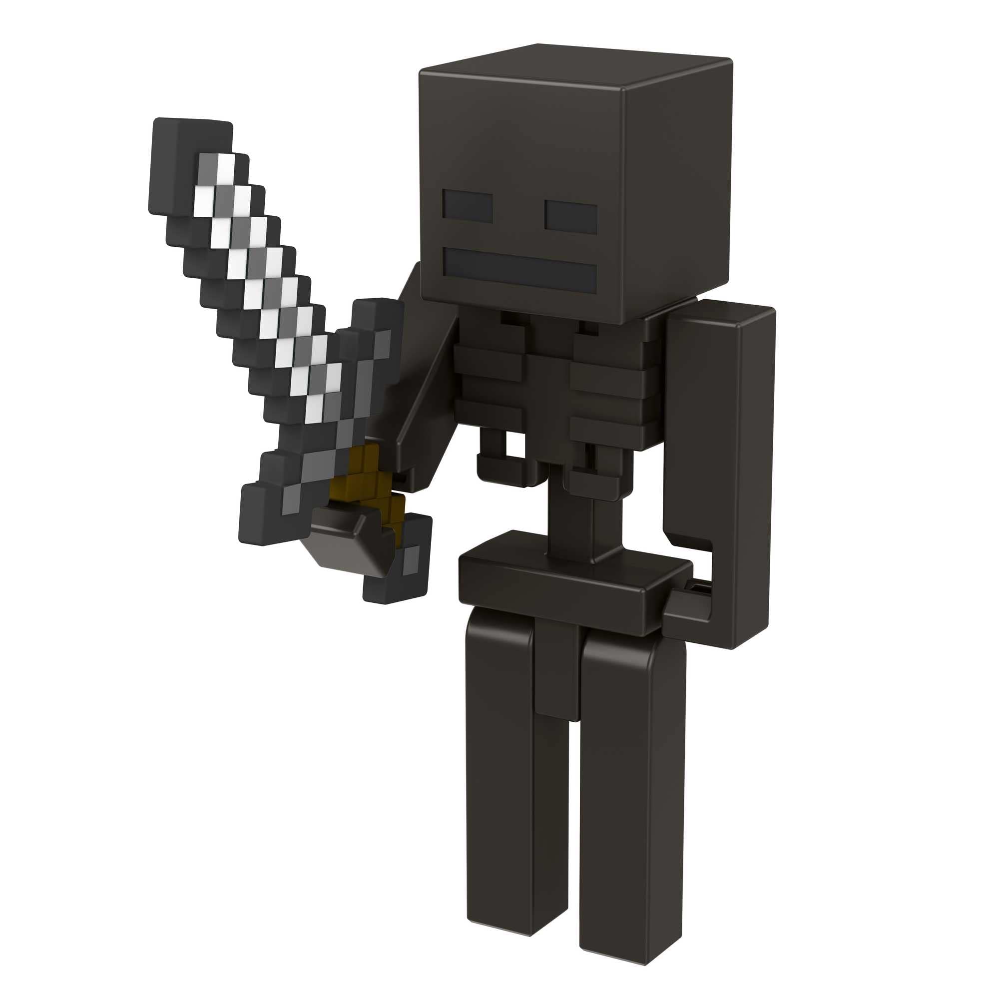 Mattel Minecraft Craft-A-Block Wither Skeleton figure posed for action storytelling play.