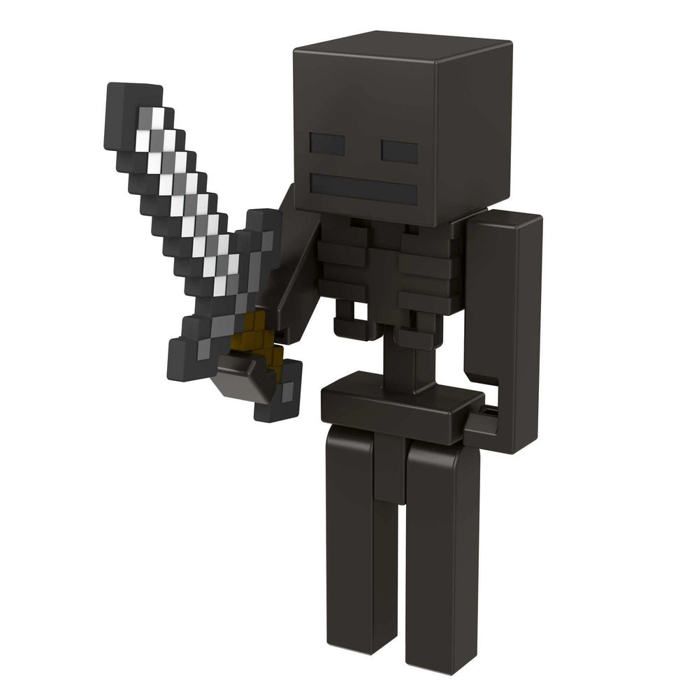Mattel Minecraft Craft-A-Block Wither Skeleton figure posed for action storytelling play.