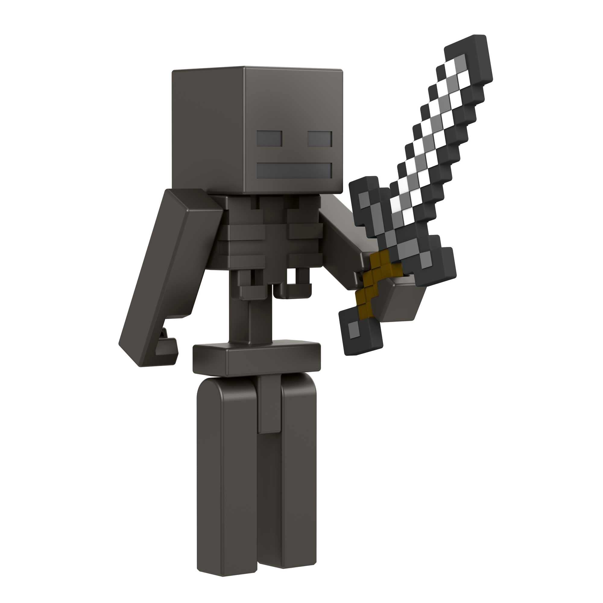 Mattel Minecraft Craft-A-Block Wither Skeleton emphasizes pixelated design for authentic style.