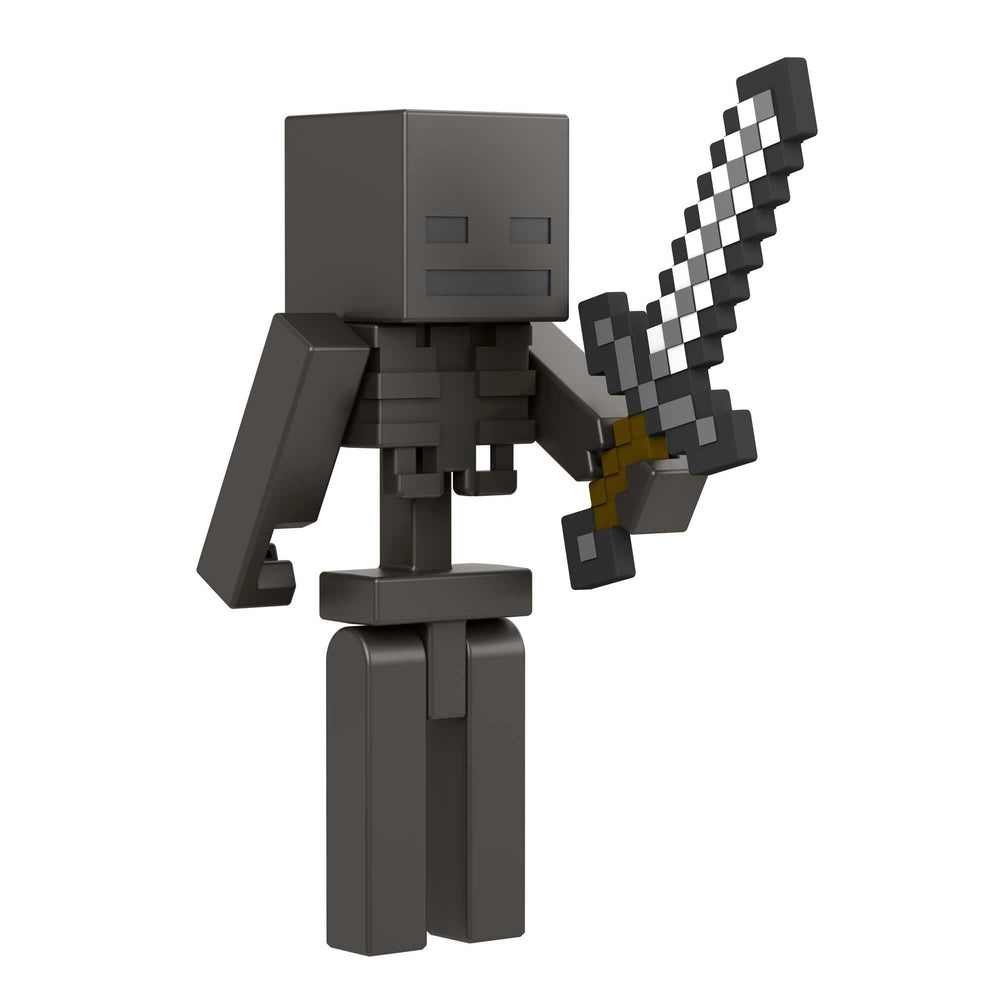Mattel Minecraft Craft-A-Block Wither Skeleton emphasizes pixelated design for authentic style.