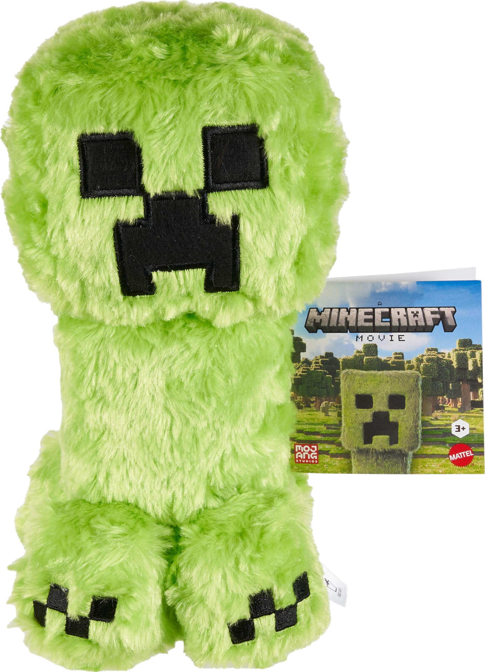 Mattel Minecraft Creeper plush front view with soft fabric