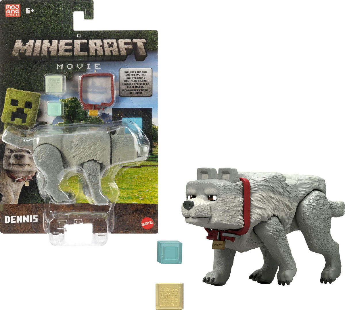 Mattel Minecraft Dennis the Wolf figure: compact, posable, ideal for play and display