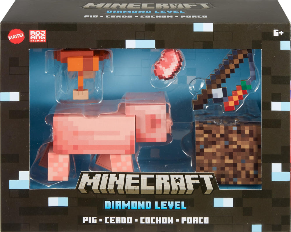 Mattel Minecraft Diamond Level Pig pose offers dynamic storytelling opportunities.