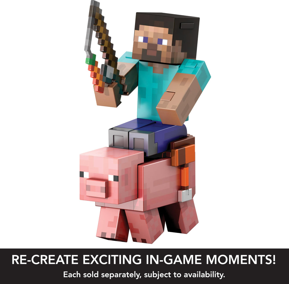 Mattel Minecraft Diamond Level Pig scented raw porkchop adds sensory detail.