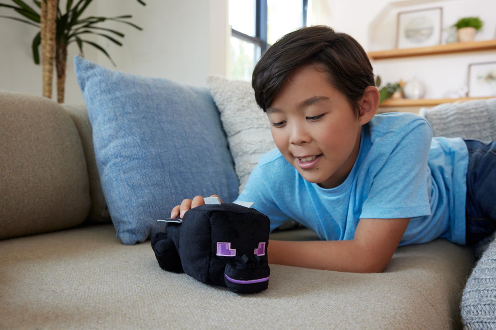 Mattel Minecraft Ender Dragon plush iconic costume boosts recognition during pretend adventures.