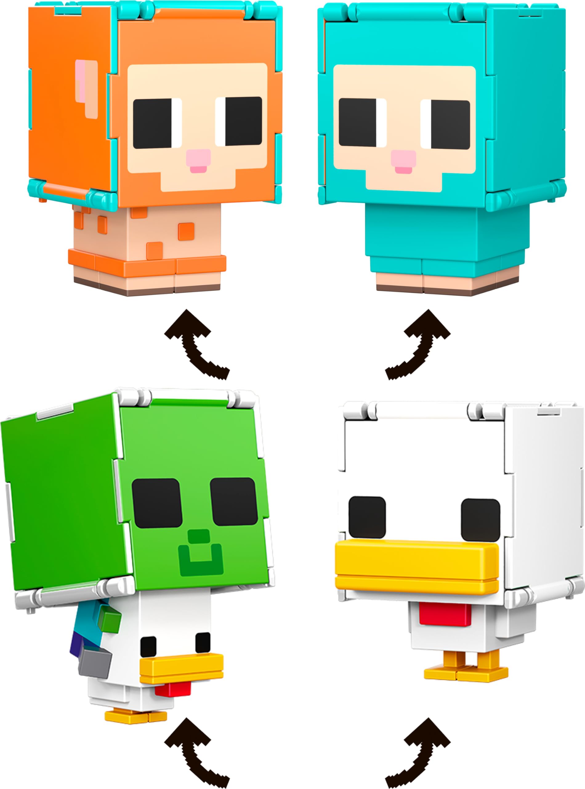 Mattel Minecraft Flippin' Figs detailed head design for expressive play