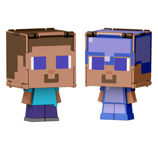 Mattel Minecraft Flippin Figs head-panel flip reveals a second character
