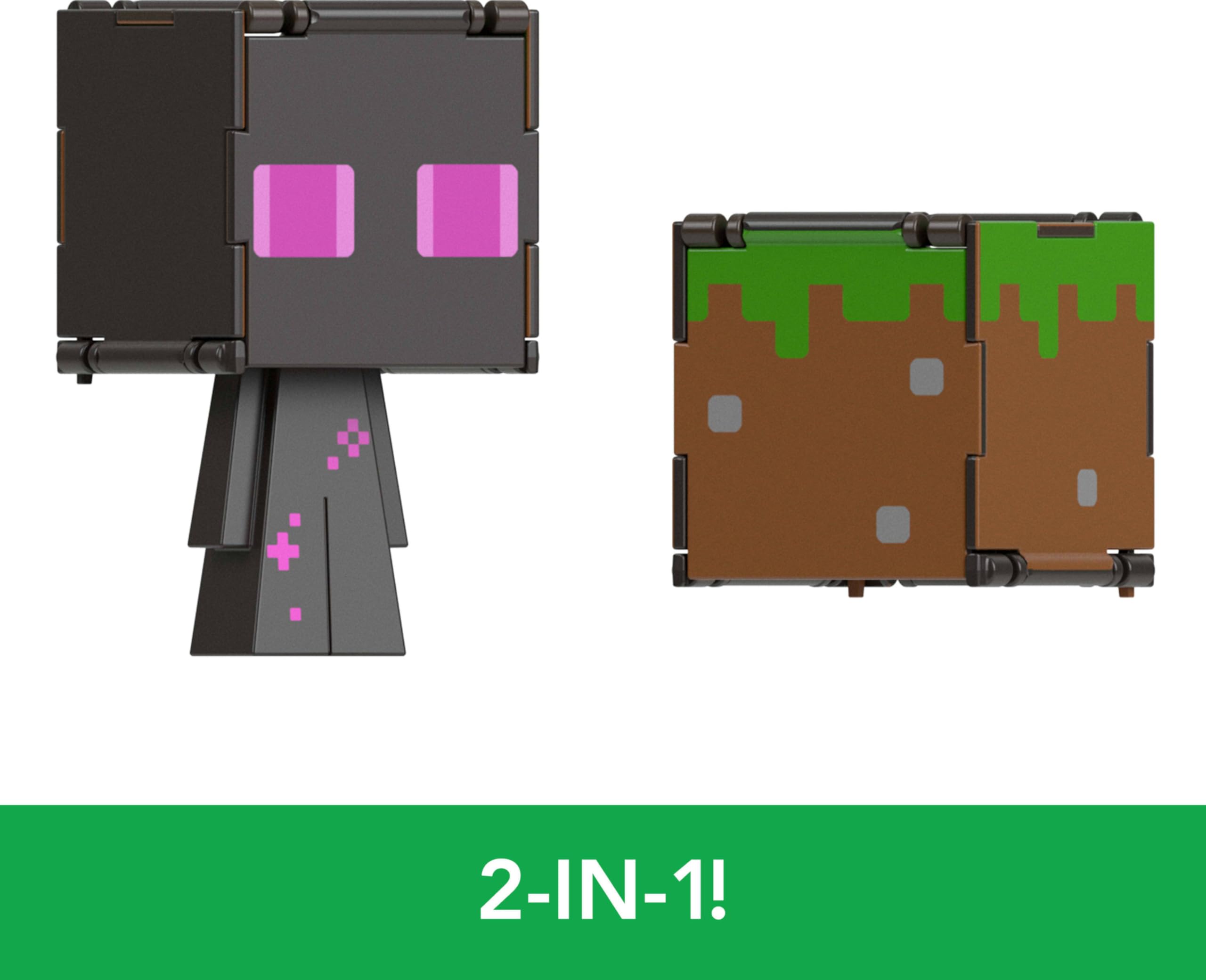 Mattel Minecraft Flippin' Figs panel lift and flip to reveal alternate figures.