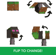 Mattel Minecraft Flippin' Figs pixelated design captures classic Minecraft style.