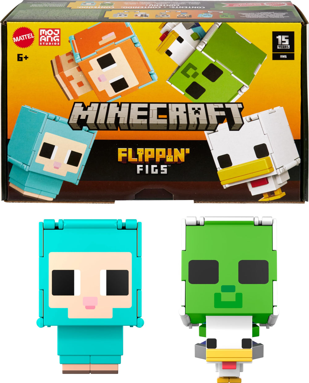 Mattel Minecraft Flippin' Figs Sheep front view for tactile play and collection