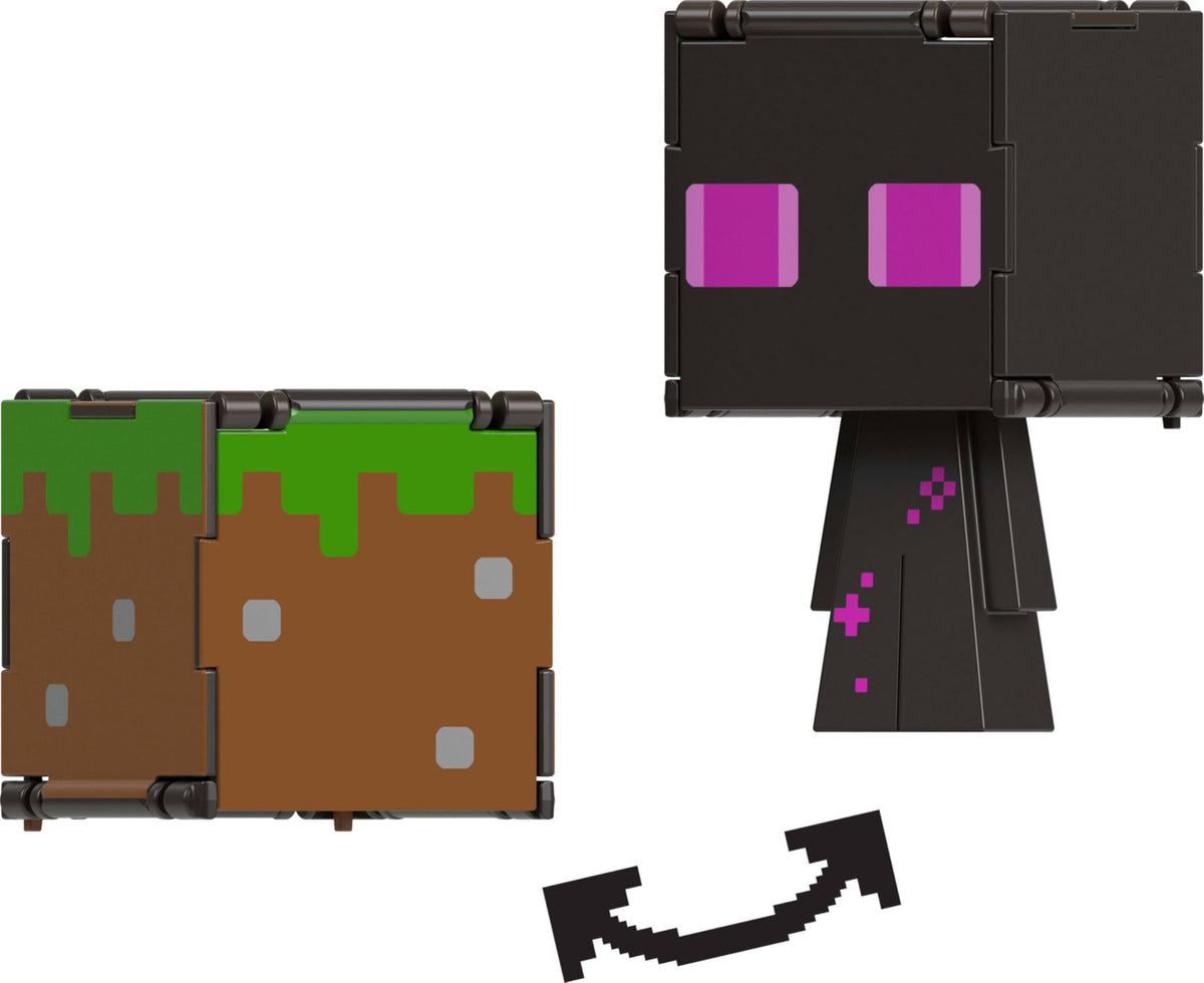 Mattel Minecraft Flippin' Figs two-in-one play for dynamic, quick-transformation fun.