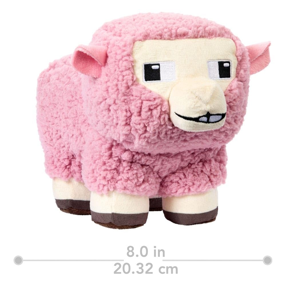 Display-ready Mattel Minecraft Pink Sheep plush ideal for collecting and gifting.