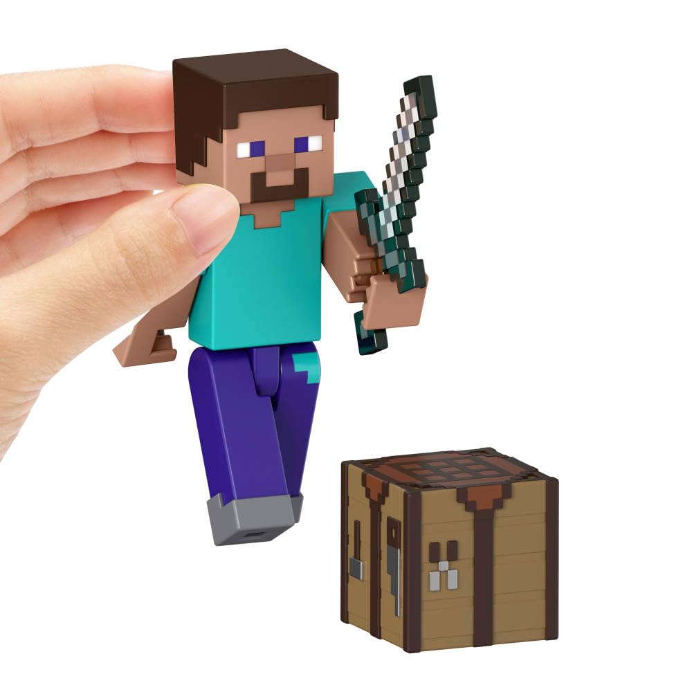 Mattel Minecraft pixel-art figure design for display collection.