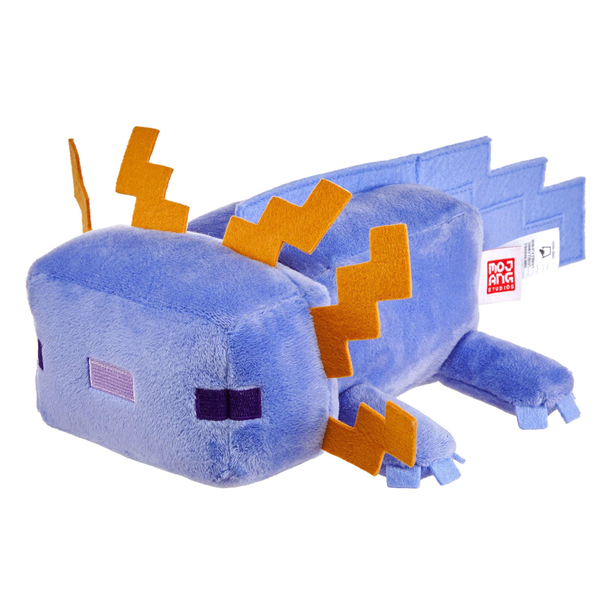 Mattel Minecraft blue axolotl plush front view for recognizable character play.