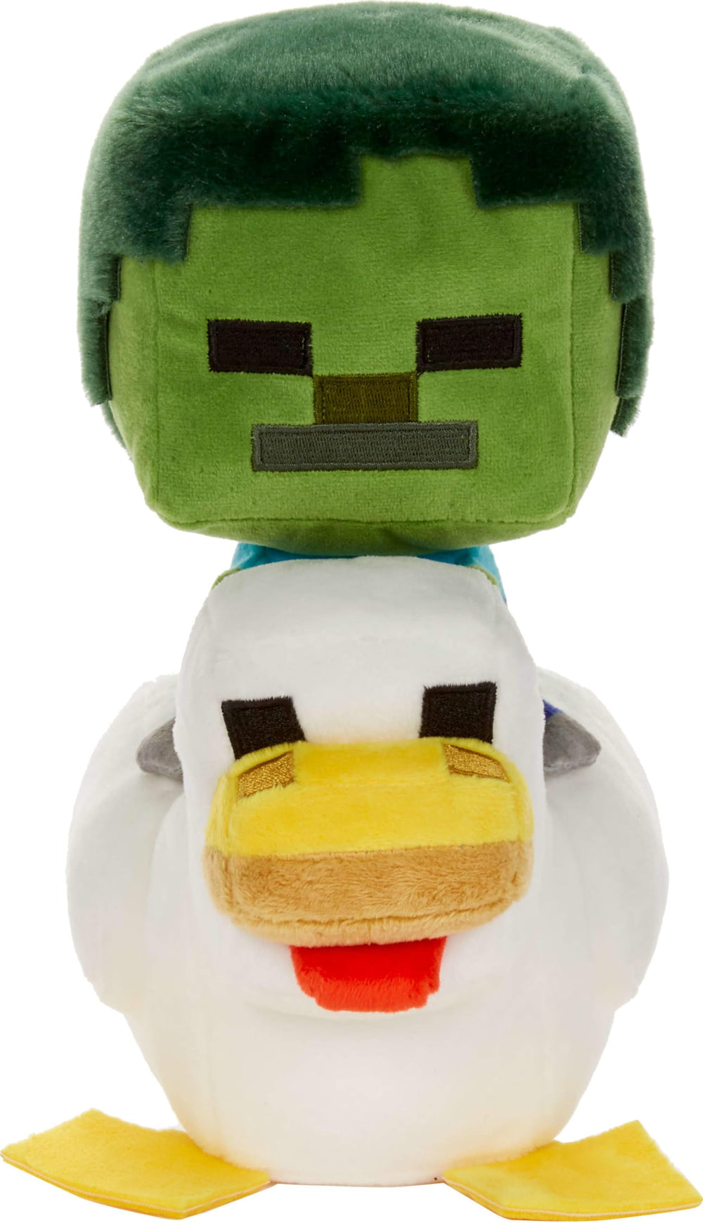 Mattel Minecraft Plush Zombie Chicken Jockey front view with iconic costume