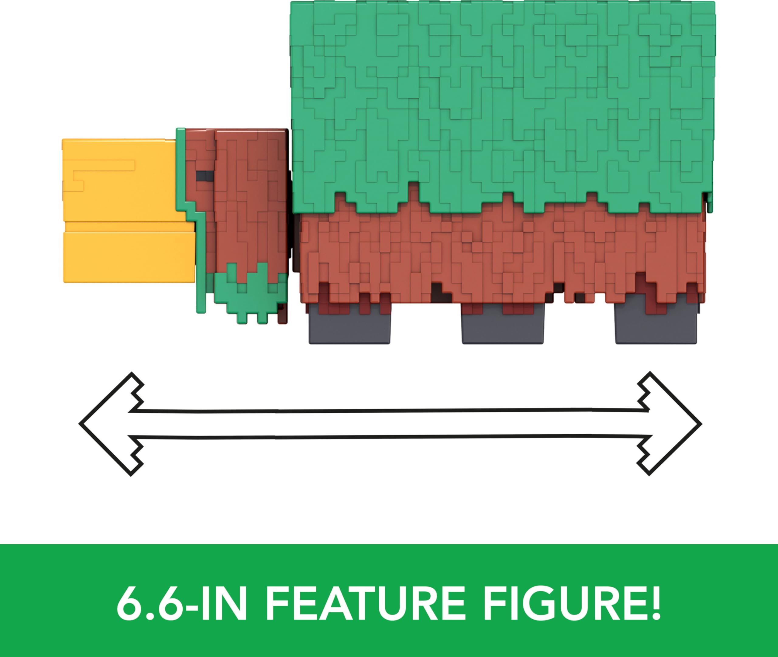 Mattel Minecraft Sniffer action figure with detailed pixel pattern for authentic blocky charm.