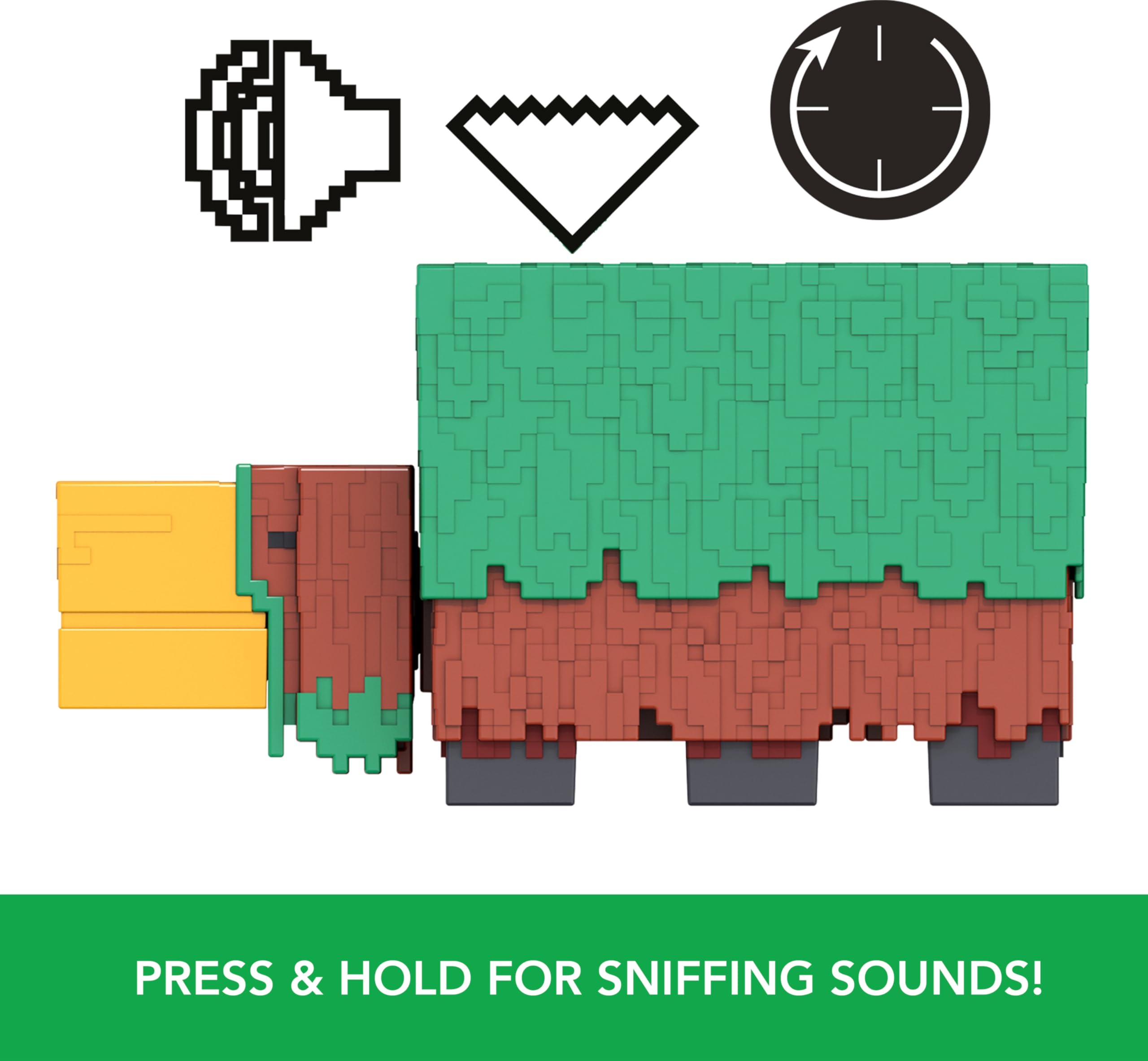 Mattel Minecraft Sniffer action figure scale 3-25 inch, perfect for display or desk setup.