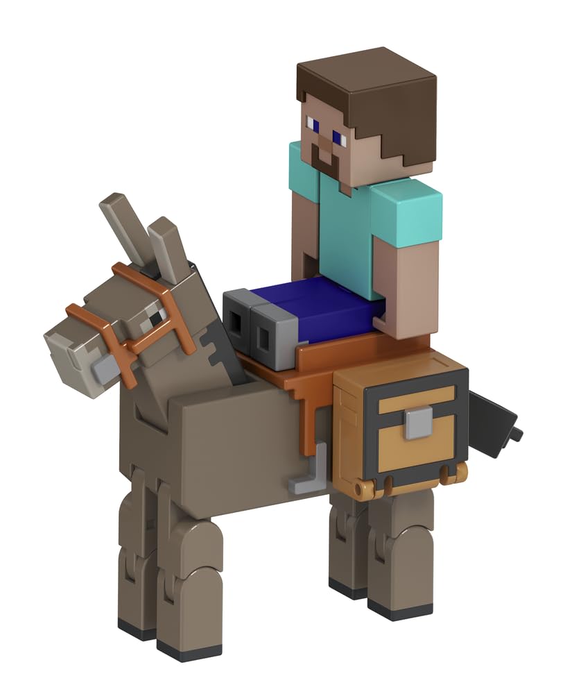 Mattel Minecraft Steve 3.25-inch action figure in dynamic pose for storytelling.