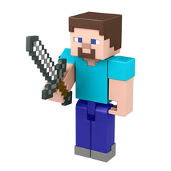 Mattel Minecraft Steve figure in 3.25-inch scale, ideal for action poses and display.