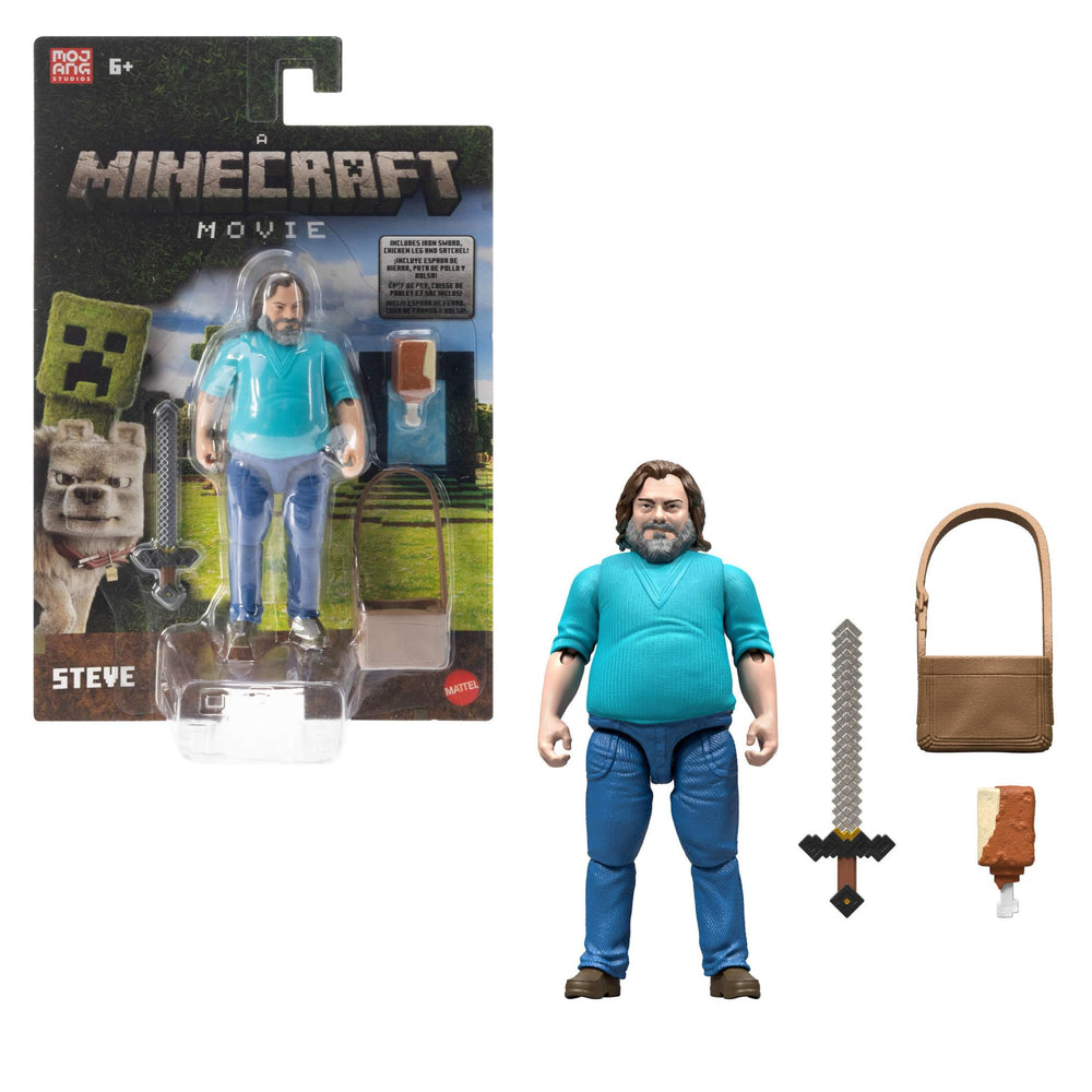 Mattel Minecraft Steve 4 inch action figure with posable joints for dynamic play.