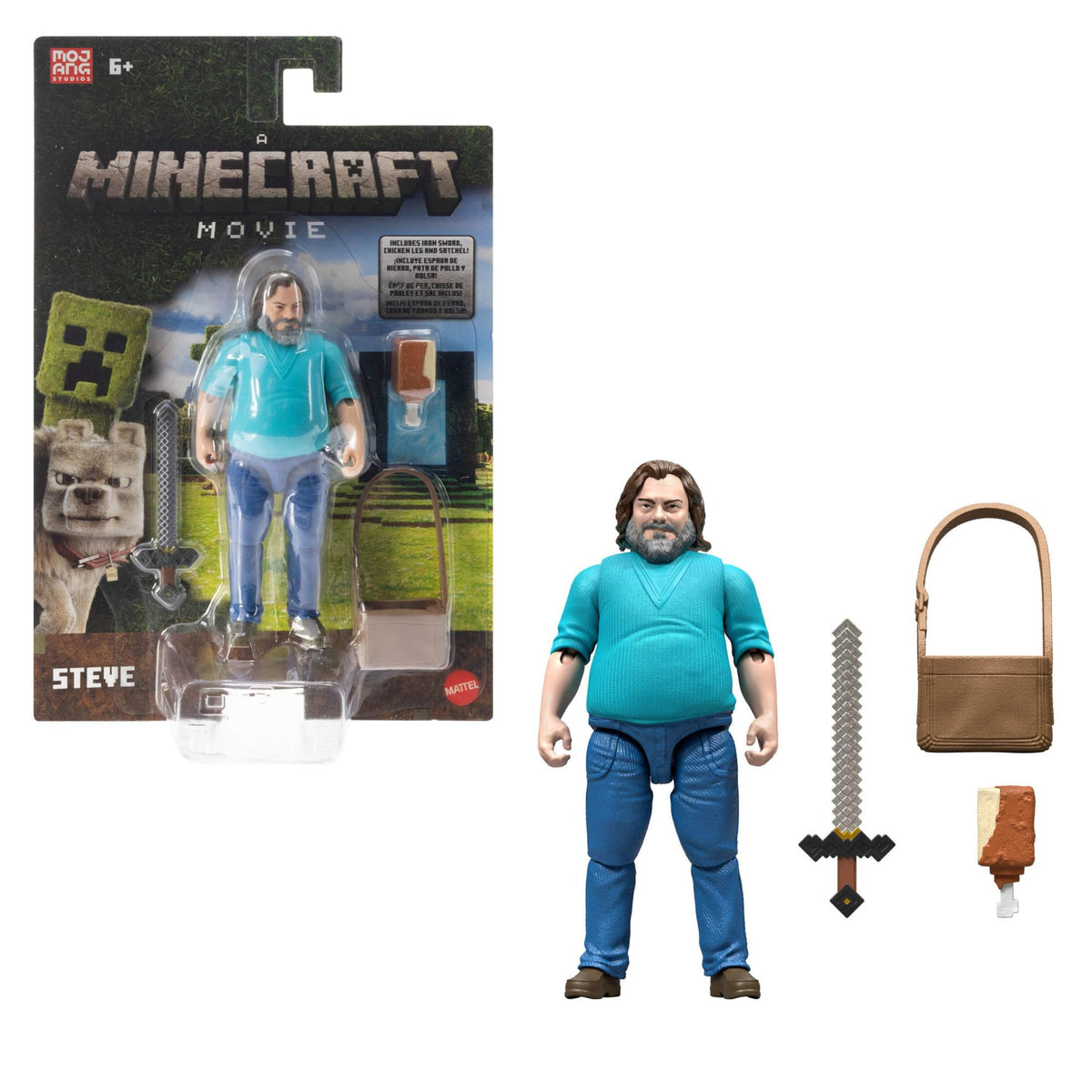 Mattel Minecraft Steve 4 inch action figure with posable joints for dynamic play.